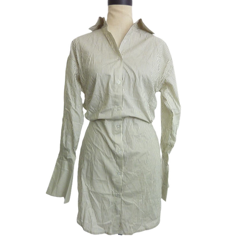 Commense Striped Button Down Shirt Dress XS
